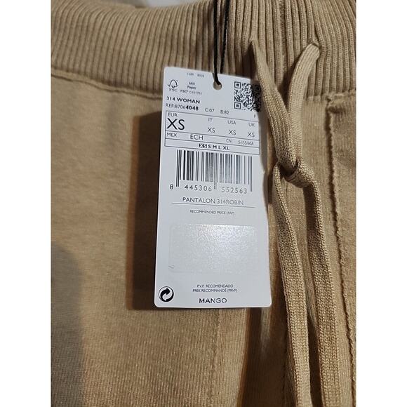 MNG Sweatpants Leggings Elastic Ankle XS Light Brown Pockets Drawstring - Picture 3 of 8
